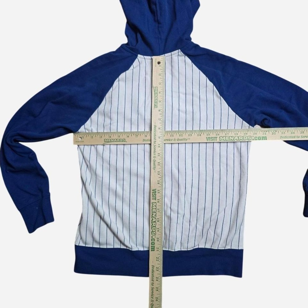 New Era Chicago‎ Cubs MLB Pinstripe Full Zip Hoodie Mens Medium Blue White 2022 - Picture 3 of 3